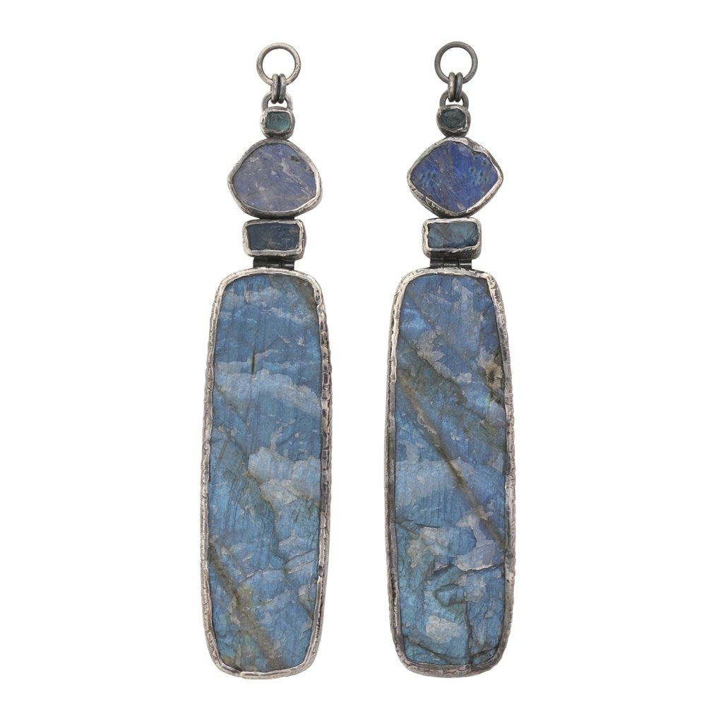 Rough Face Labradorite & Apatite Ear Weights