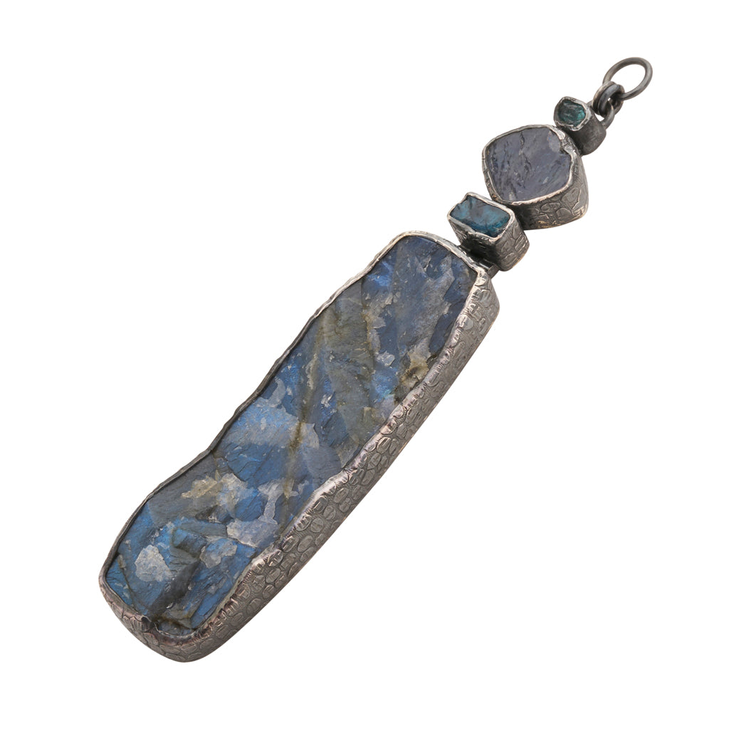Rough Face Labradorite & Apatite Ear Weights