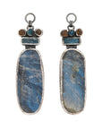 Rough Face Labradorite, Orange Garnet & Apatite Ear Weights