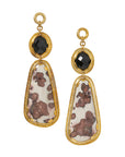 Faceted Black Obsidian & Painted Jasper Dangles