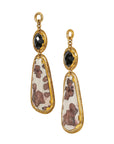 Faceted Black Obsidian & Painted Jasper Dangles