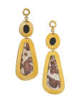Faceted Black Obsidian & Painted Jasper Dangles