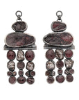 Rough Face Garnet, Black Tourmaline & Meteorite Ear Weights