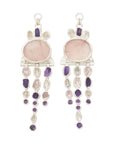 Rough Face Rose Quartz, Amethyst & Herkimer Diamond Ear Weights