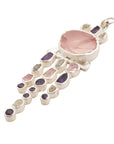 Rough Face Rose Quartz, Amethyst & Herkimer Diamond Ear Weights