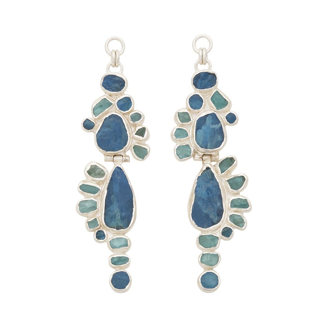 Rough Face Aquamarine & Apatite Ear Weights