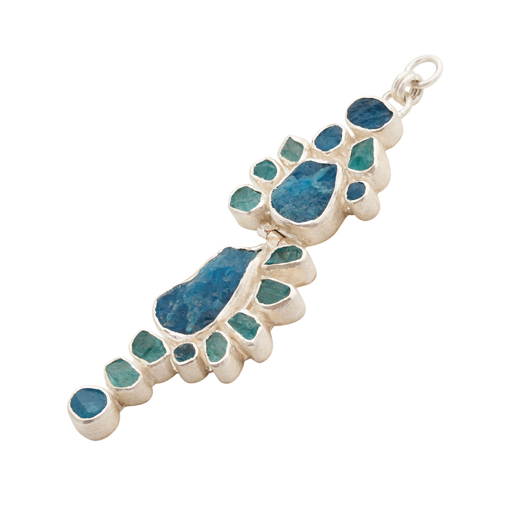 Rough Face Aquamarine & Apatite Ear Weights