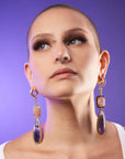 Rutilated Quartz & Amethyst Dangles
