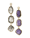 Purple Charoite & Tourmalated Quartz Dangles