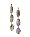 Purple Charoite & Tourmalated Quartz Dangles