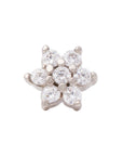 White Rhodium Silver Flower CZ Pin 18g/16g