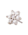 White Rhodium Silver Flower CZ Pin 18g/16g