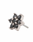 White Rhodium Silver Flower CZ Pin 18g/16g