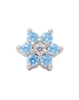 White Rhodium Silver Flower CZ Pin 18g/16g