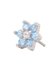 White Rhodium Silver Flower CZ Pin 18g/16g