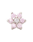 White Rhodium Silver Flower CZ Pin 18g/16g
