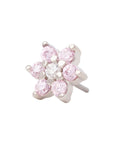 White Rhodium Silver Flower CZ Pin 18g/16g