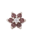 White Rhodium Silver Flower CZ Pin 18g/16g