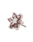 White Rhodium Silver Flower CZ Pin 18g/16g
