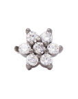 Black Rhodium Silver Flower CZ Pin 18g/16g