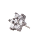 Black Rhodium Silver Flower CZ Pin 18g/16g
