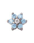 Black Rhodium Silver Flower CZ Pin 18g/16g