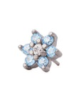 Black Rhodium Silver Flower CZ Pin 18g/16g