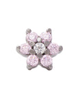Black Rhodium Silver Flower CZ Pin 18g/16g