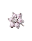 Black Rhodium Silver Flower CZ Pin 18g/16g