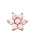 Rose Gold Vermeil Flower CZ Pin 18g/16g