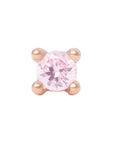 Rose Gold Vermeil 2mm Single CZ Pin 18g/16g