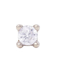 White Rhodium Silver 2mm Single CZ Pin 18g/16g
