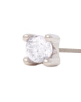 White Rhodium Silver 2mm Single CZ Pin 18g/16g