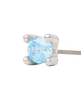 White Rhodium Silver 2mm Single CZ Pin 18g/16g