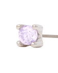 White Rhodium Silver 2mm Single CZ Pin 18g/16g