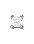 Black Rhodium Silver 2mm Single CZ Pin 18g/16g