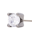 Black Rhodium Silver 3mm Single CZ Pin 18g/16g