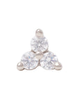 White Rhodium Silver 2mm Triple CZ Pin 18g/16g