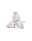 White Rhodium Silver 2mm Triple CZ Pin 18g/16g