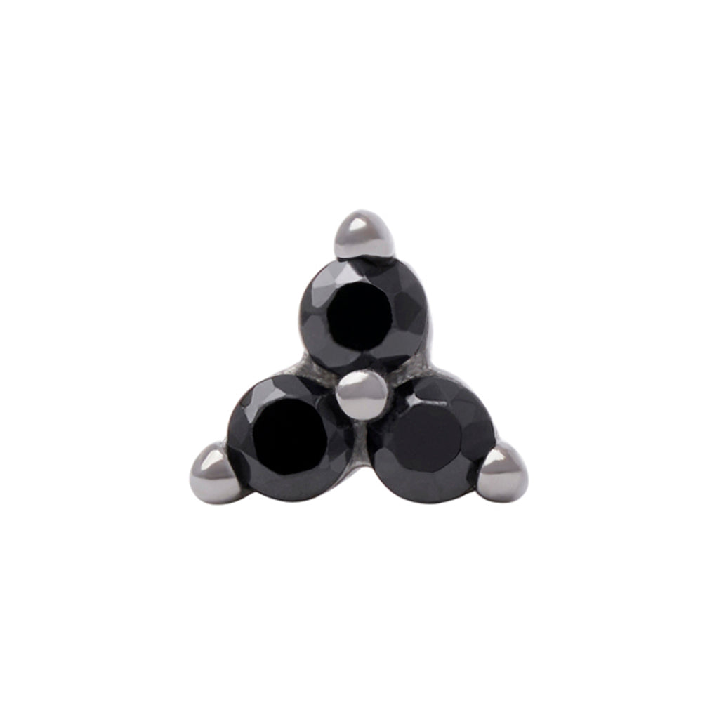 Black Rhodium Silver 2mm Triple CZ Pin 18g/16g
