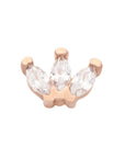 Rose Gold Vermeil Triple Marquise CZ Pin 18g/16g