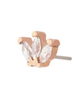 Rose Gold Vermeil Plated 3mm Triple Marquise CZ Pin 18g/16g