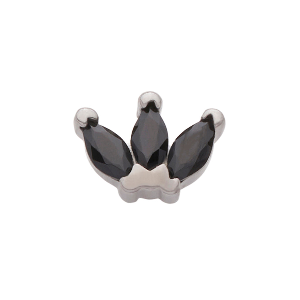 Black Rhodium Silver Triple Marquise CZ Pin 18g/16g