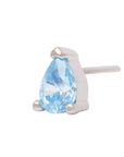 White Rhodium Silver 4mm Teardrop CZ Pin 18g/16g
