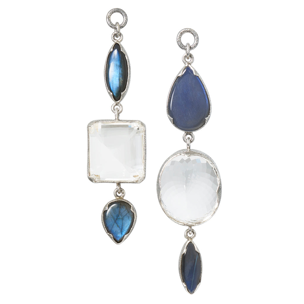Labradorite & Faceted Quartz Dangles
