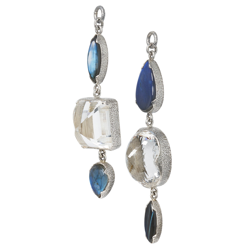 Labradorite & Faceted Quartz Dangles