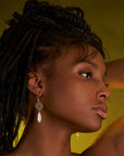 Solid Gold Jade & White Moonstone Earrings