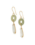 Solid Gold Jade & White Moonstone Earrings