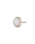 White Rhodium Silver Faux Opal Pin 18g/16g