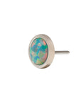 White Rhodium Silver Faux Opal Pin 18g/16g